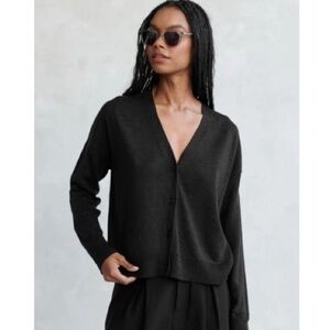Jenni Kayne Black Linen V-Neck Cardigan